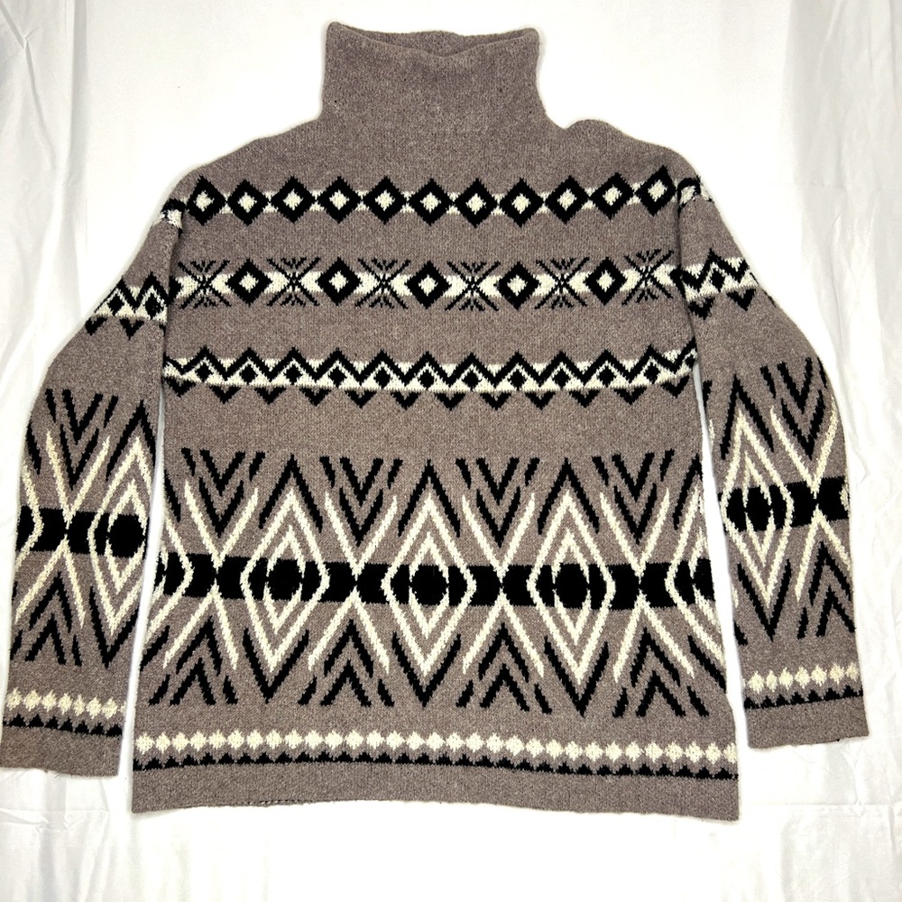 Christian Siriano Soft High-Neck Sweater Geometric Native pattern sz small S